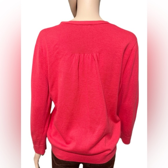 Talbots Women’s Red Button-Down Cardigan Sweater Size L  100% Cotton - Picture 2 of 6